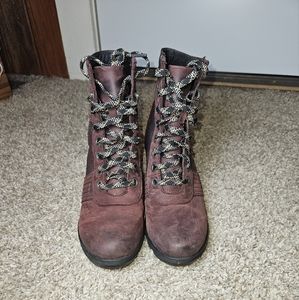Sorel Lexie Wedge Booties size 8.5 Brown/Deep Maroon